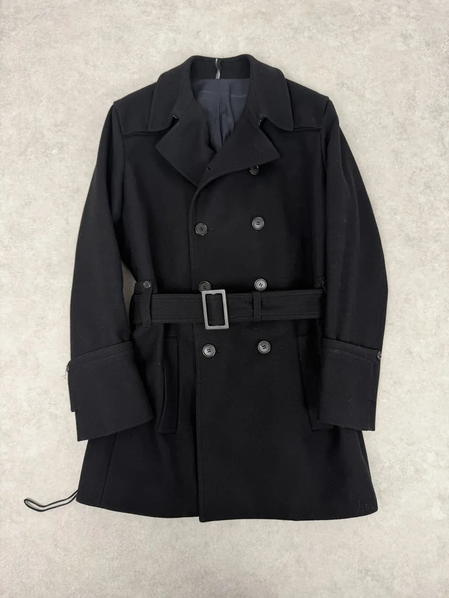 AW2008 Dior Black Wool Classy Buttoned Trench Coat AKBXlQp 0