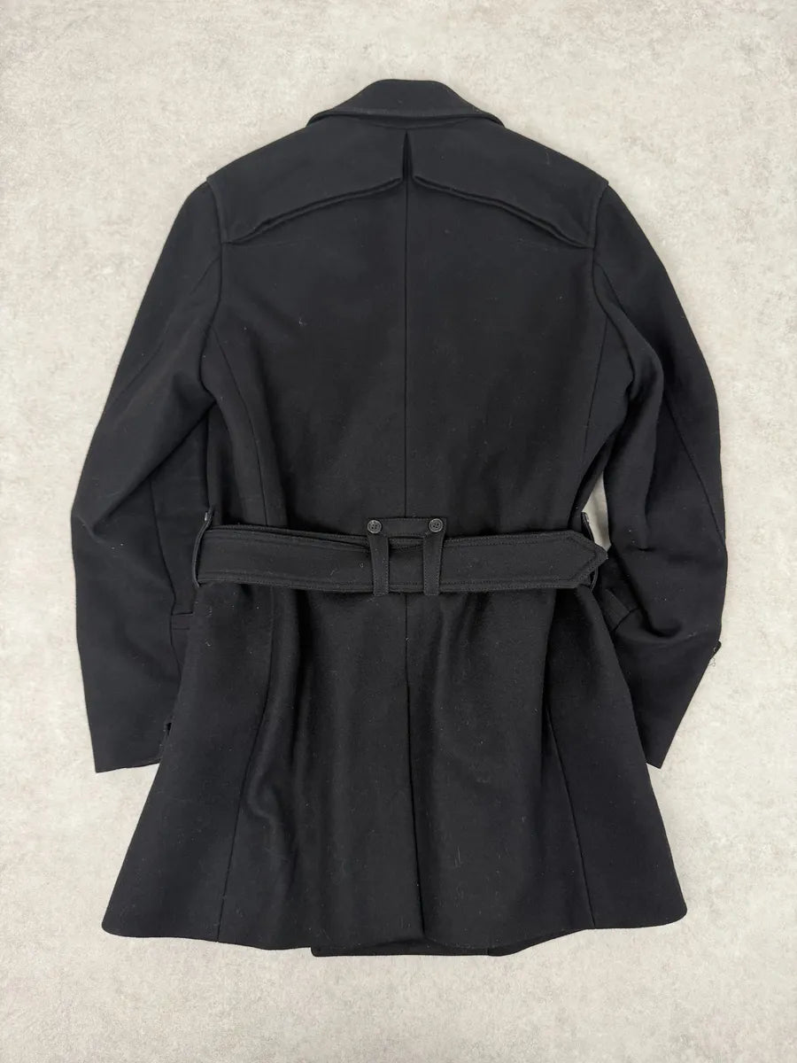 AW2008 Dior Black Wool Classy Buttoned Trench Coat AKBXlQp 1