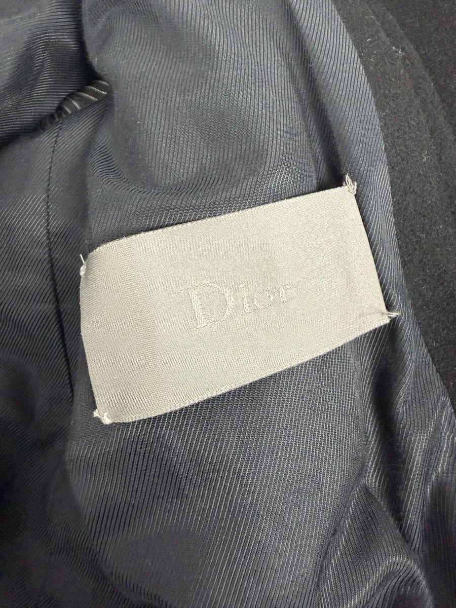 AW2008 Dior Black Wool Classy Buttoned Trench Coat AKBXlQp 11