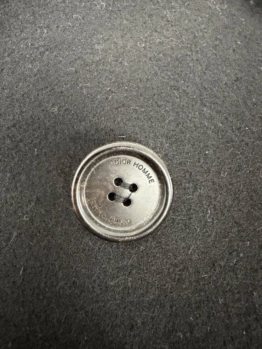 AW2008 Dior Black Wool Classy Buttoned Trench Coat AKBXlQp 12