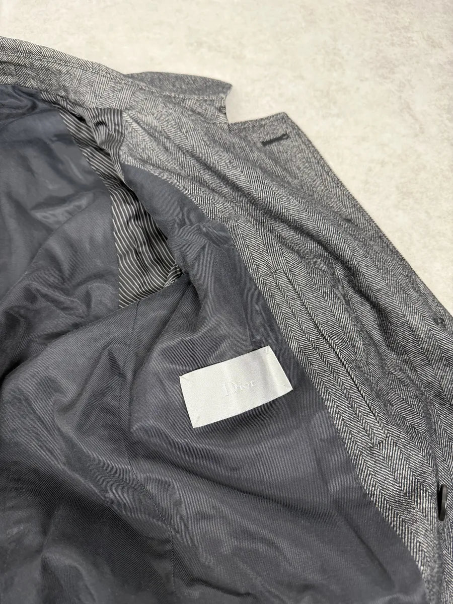 AW2008 Dior Grey Wool Classy Belted Long Jacket  ptIClYr 12