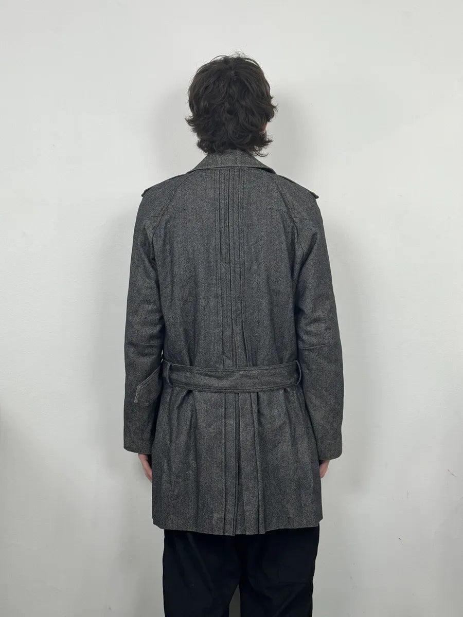 AW2008 Dior Grey Wool Classy Belted Long Jacket  ptIClYr 2