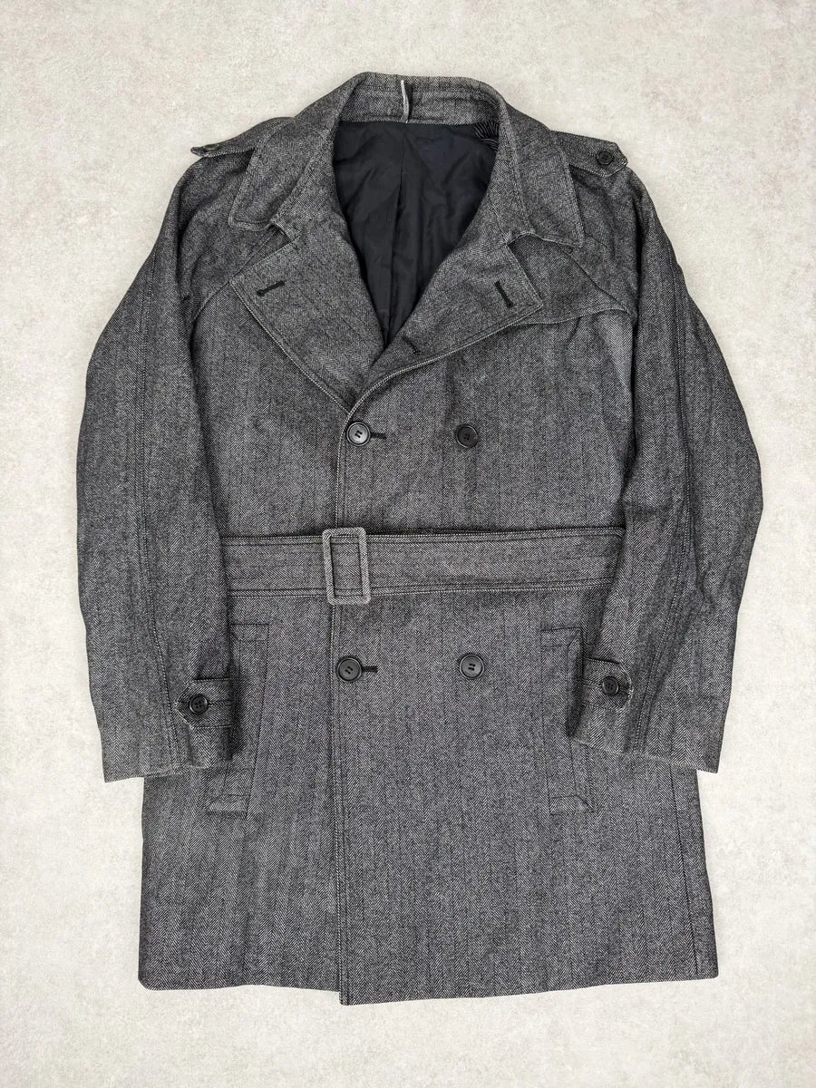 AW2008 Dior Grey Wool Classy Belted Long Jacket  ptIClYr 3