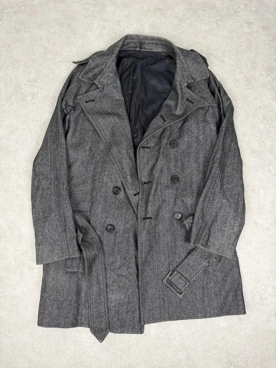 AW2008 Dior Grey Wool Classy Belted Long Jacket  ptIClYr 6