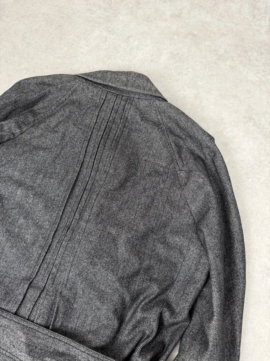 AW2008 Dior Grey Wool Classy Belted Long Jacket  ptIClYr 8