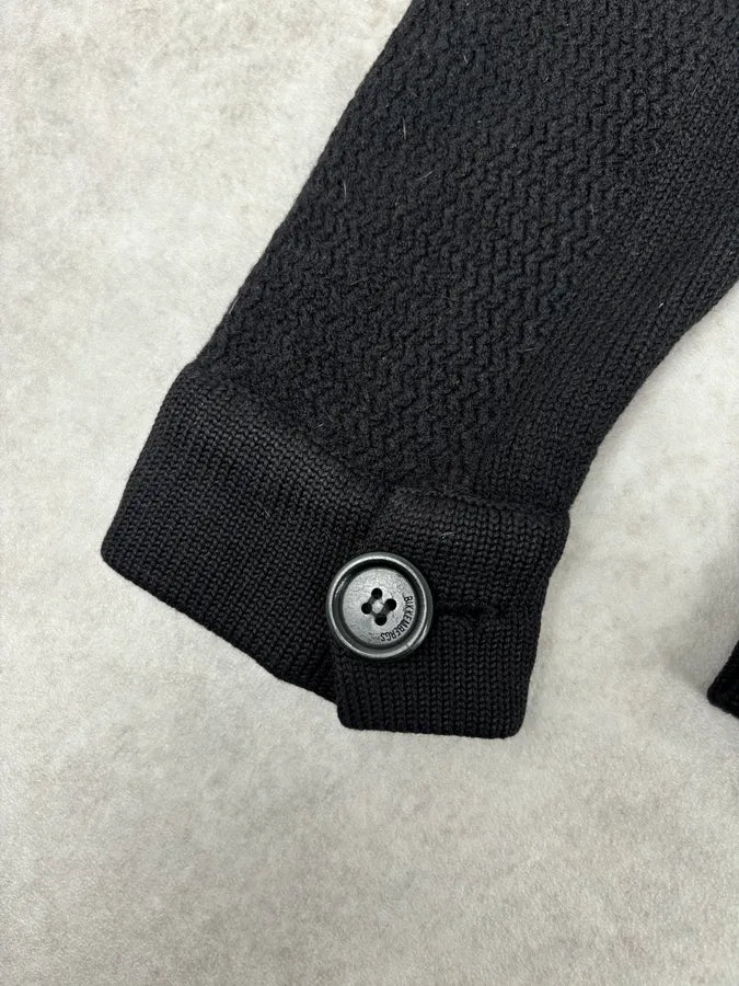 AW2008 Dirk Bikkembergs Black Hybrid Wool & Leather Minimalist Zip-up Sweater dyRjmTu 11