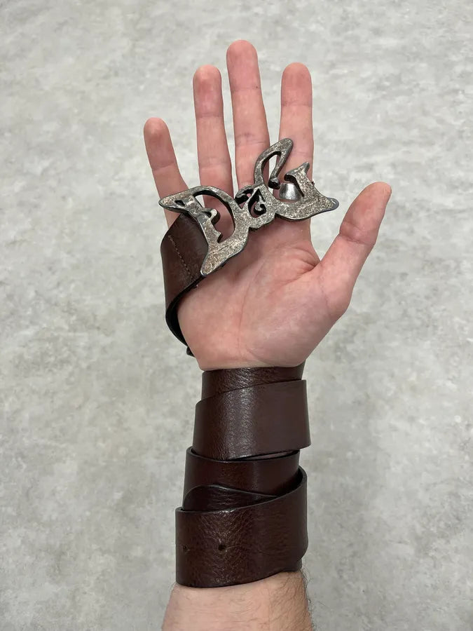 AW2008 Dolce & Gabbana Art Nouveau Brown Leather Belt lnzREYx 1