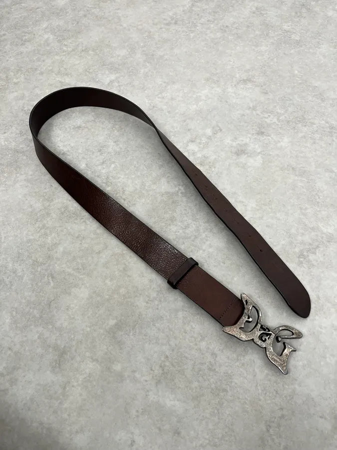 AW2008 Dolce & Gabbana Art Nouveau Brown Leather Belt lnzREYx 2