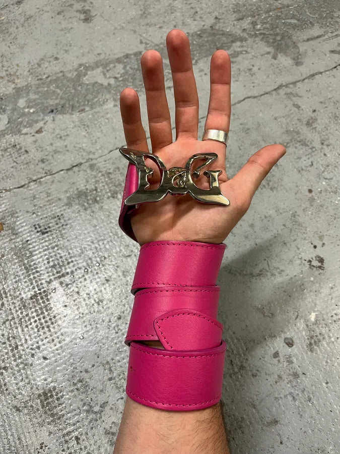 AW2008 Dolce & Gabbana Art Nouveau Pink Leather Belt bvOkvoZ 0