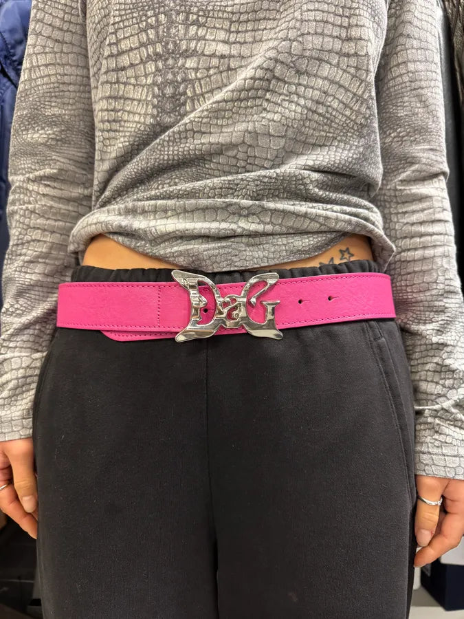 AW2008 Dolce & Gabbana Art Nouveau Pink Leather Belt bvOkvoZ 1