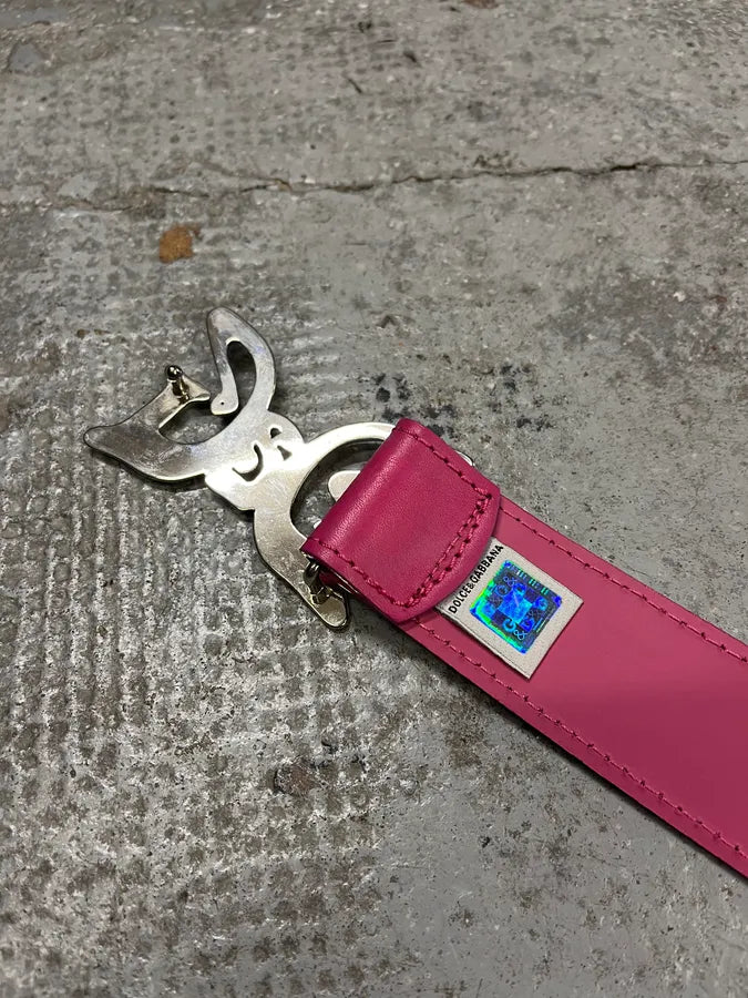AW2008 Dolce & Gabbana Art Nouveau Pink Leather Belt bvOkvoZ 6