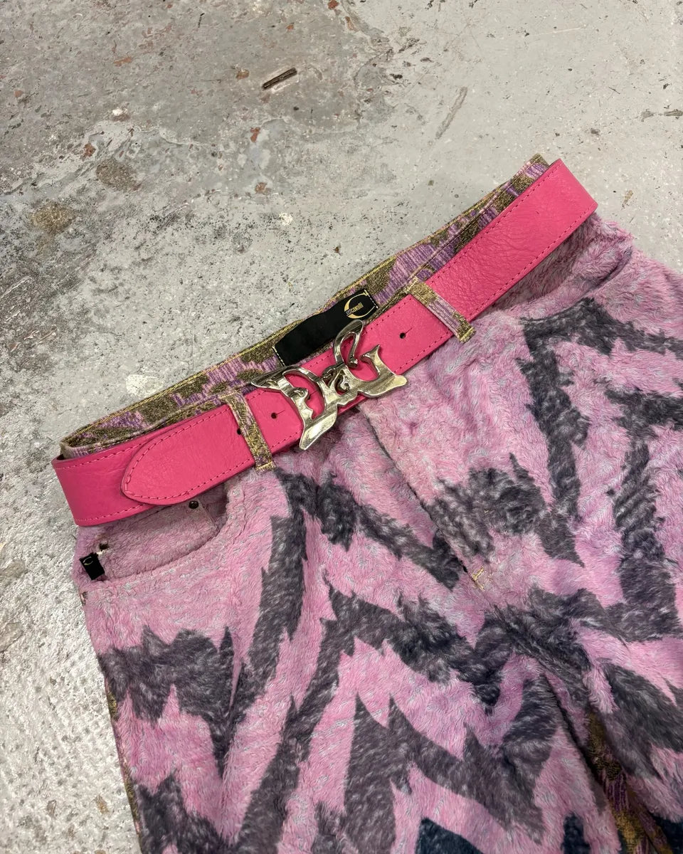 SS2004 Dolce & Gabbana Art Nouveau Pink Leather Belt QXFApMZ 0
