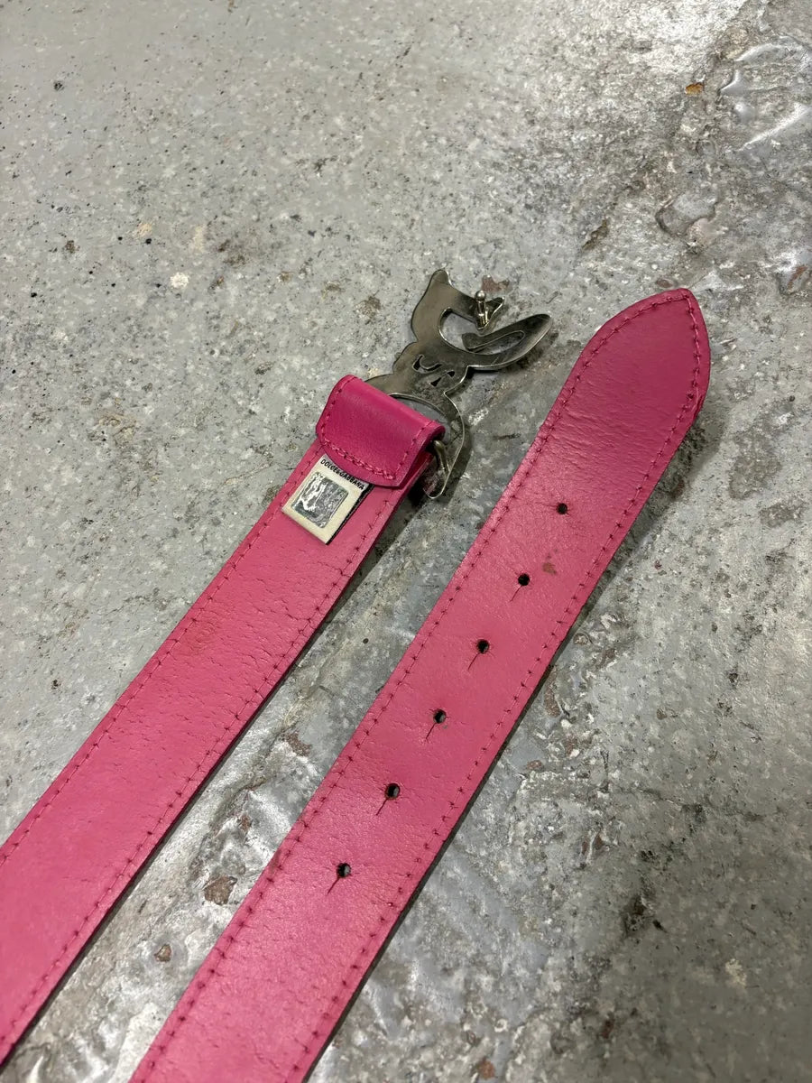 AW2008 Dolce & Gabbana Art Nouveau Pink Leather Belt QXFApMZ 2