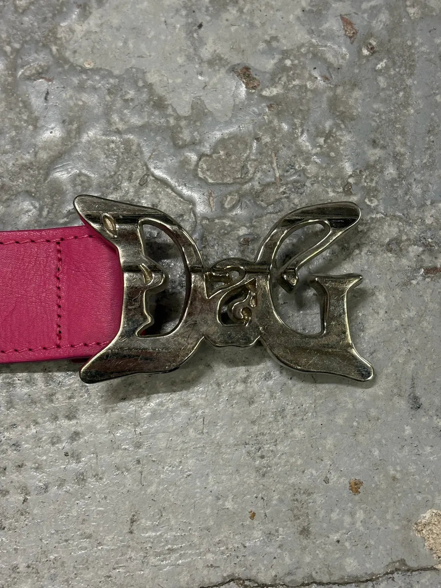 SS2004 Dolce & Gabbana Art Nouveau Pink Leather Belt QXFApMZ 4