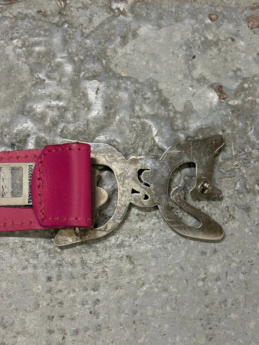 SS2004 Dolce & Gabbana Art Nouveau Pink Leather Belt QXFApMZ 5