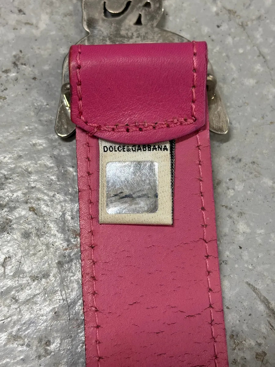 AW2008 Dolce & Gabbana Art Nouveau Pink Leather Belt QXFApMZ 5