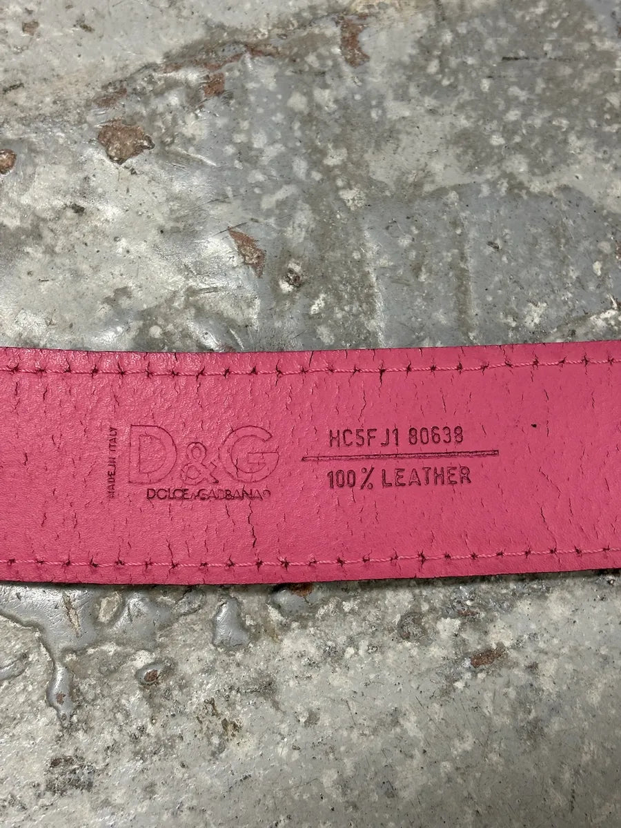SS2004 Dolce & Gabbana Art Nouveau Pink Leather Belt QXFApMZ 7