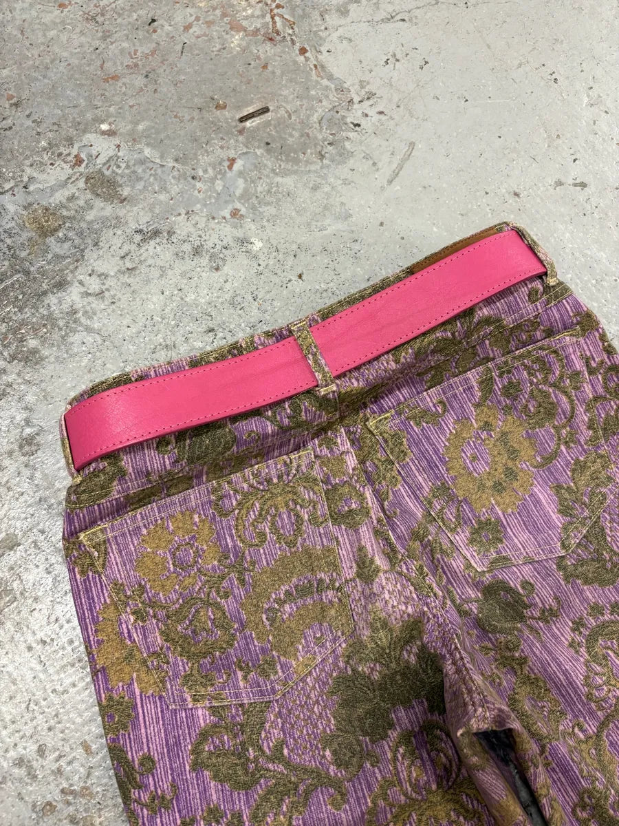 AW2008 Dolce & Gabbana Art Nouveau Pink Leather Belt QXFApMZ 7