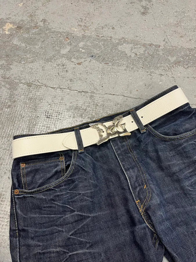 AW2008 Dolce & Gabbana Art Nouveau White Leather Belt WWowLue 0