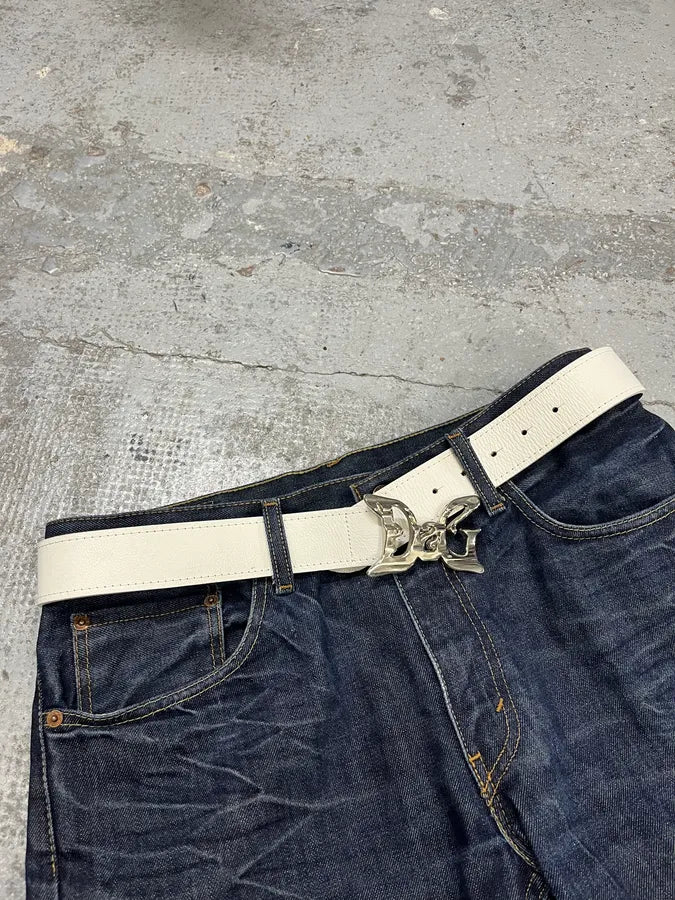 AW2008 Dolce & Gabbana Art Nouveau White Leather Belt WWowLue 2