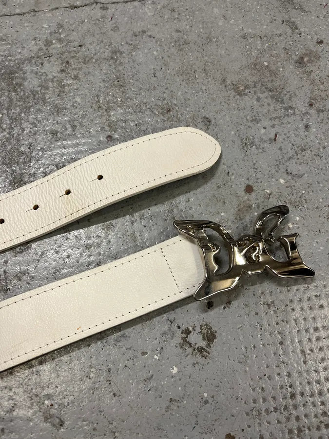 AW2008 Dolce & Gabbana Art Nouveau White Leather Belt WWowLue 4