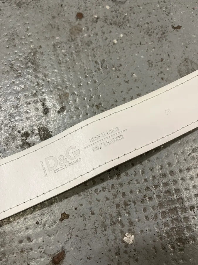 AW2008 Dolce & Gabbana Art Nouveau White Leather Belt WWowLue 7