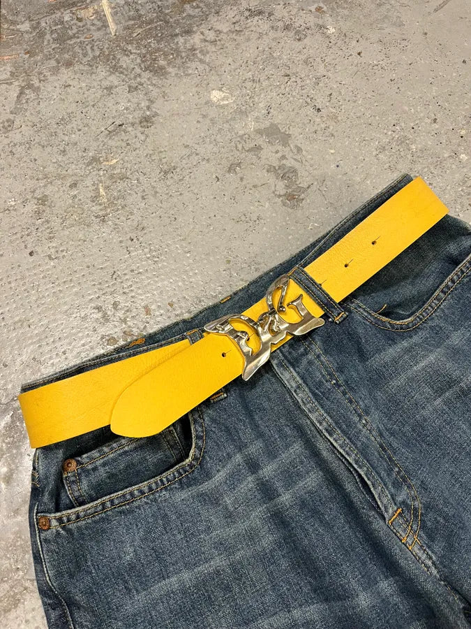 AW2008 Dolce & Gabbana Art Nouveau Yellow Leather Belt ZwjCBel 0