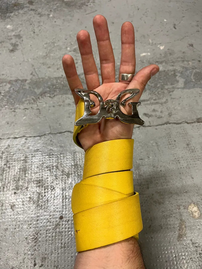 AW2008 Dolce & Gabbana Art Nouveau Yellow Leather Belt ZwjCBel 1