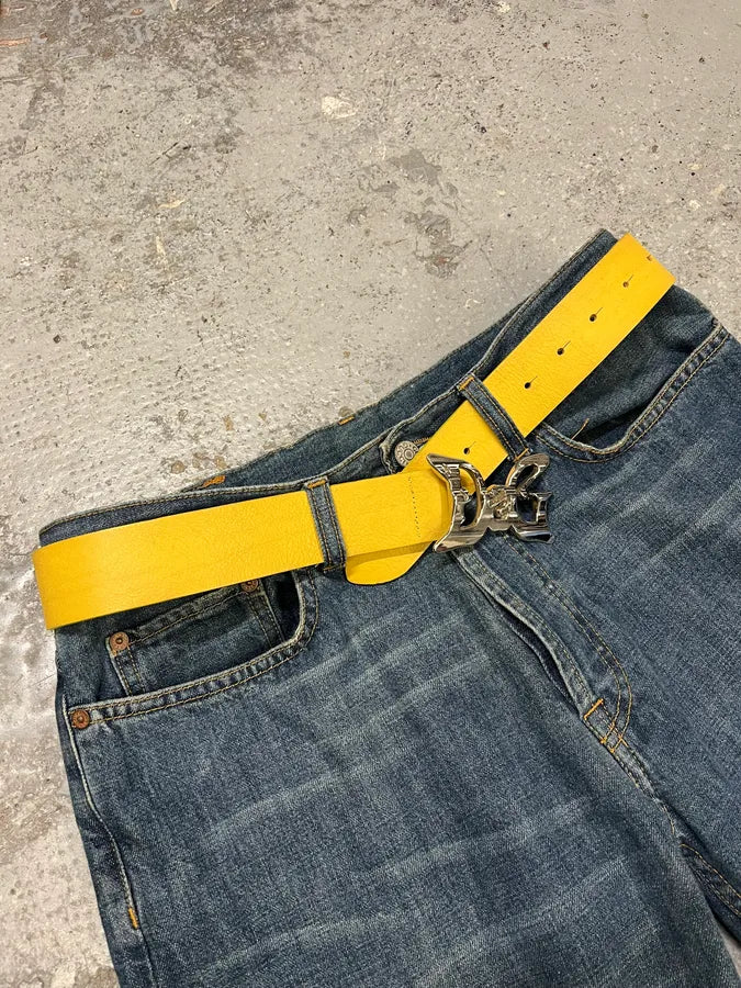 AW2008 Dolce & Gabbana Art Nouveau Yellow Leather Belt ZwjCBel 2