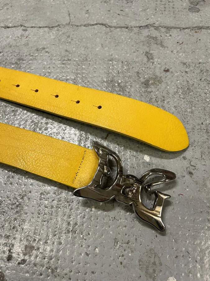 AW2008 Dolce & Gabbana Art Nouveau Yellow Leather Belt ZwjCBel 3