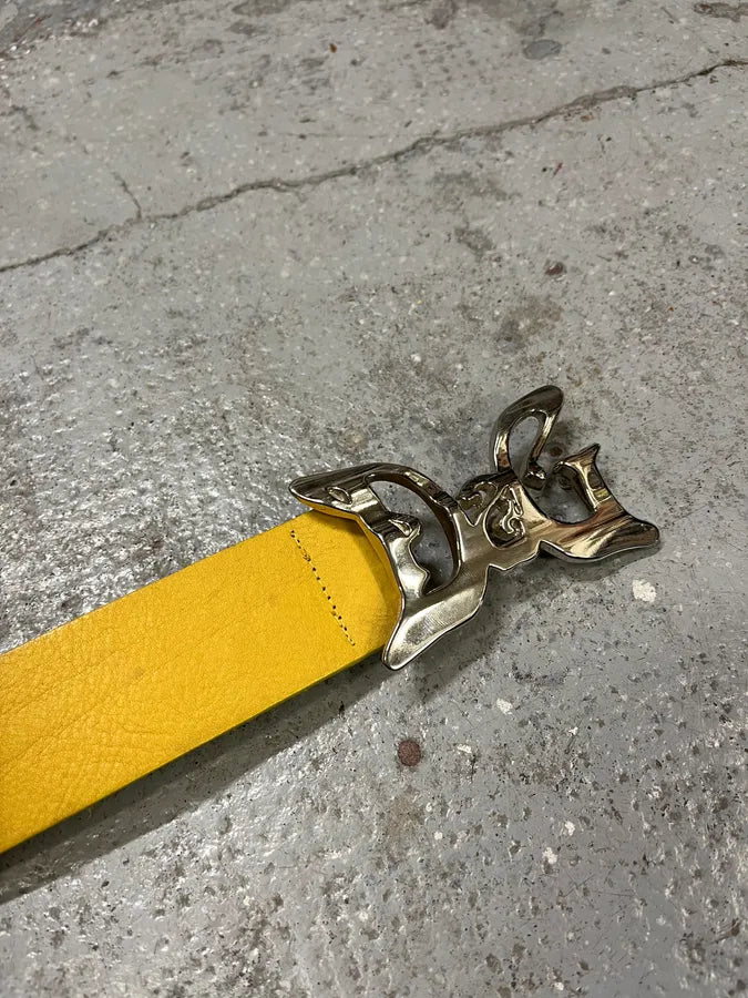 AW2008 Dolce & Gabbana Art Nouveau Yellow Leather Belt ZwjCBel 4