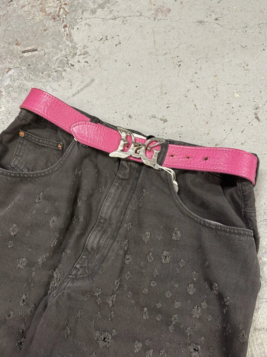 AW2008 Dolce & Gabbana Art Pink Leather Belt IDTvXSx 0