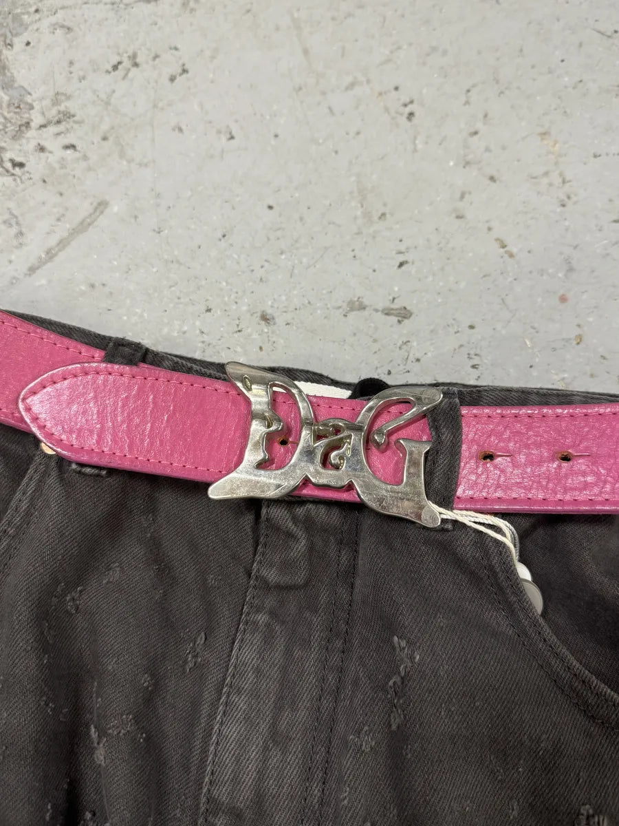 AW2008 Dolce & Gabbana Art Pink Leather Belt IDTvXSx 1