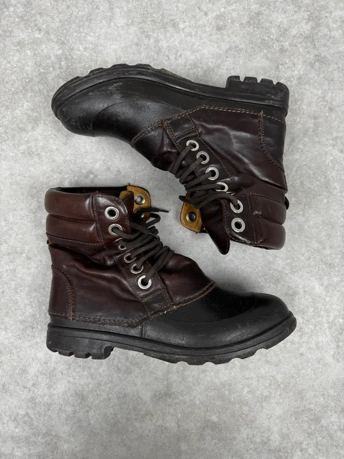 AW2008 Dolce & Gabbana Black & Brown Puffer Effect Leather Boots NRXBYHI 1