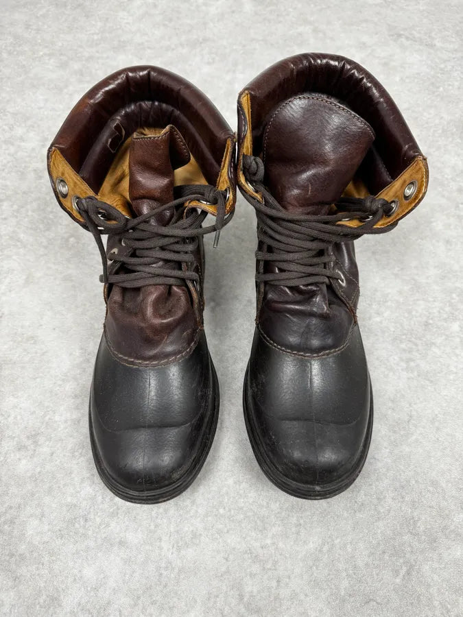 AW2008 Dolce & Gabbana Black & Brown Puffer Effect Leather Boots NRXBYHI 2