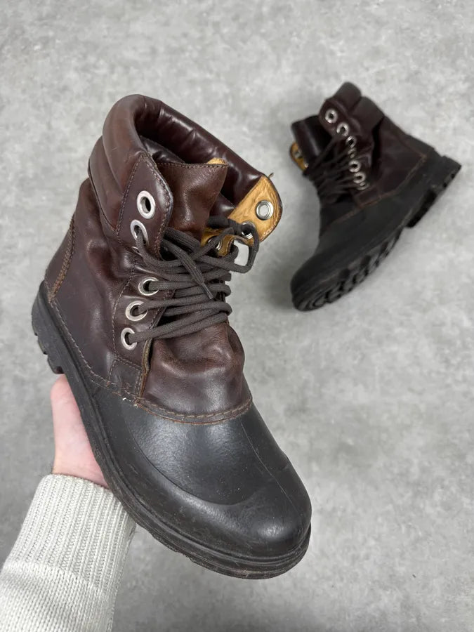 AW2008 Dolce & Gabbana Black & Brown Puffer Effect Leather Boots NRXBYHI 0