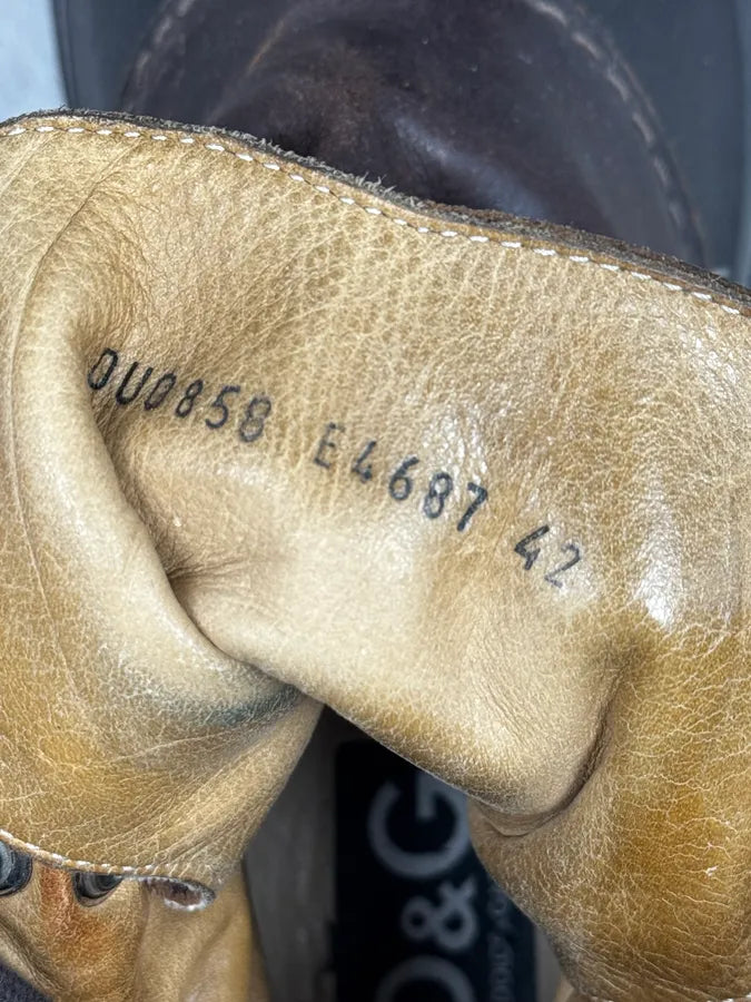 AW2008 Dolce & Gabbana Black & Brown Puffer Effect Leather Boots NRXBYHI 6