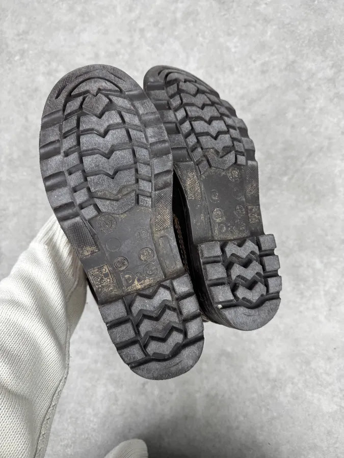 AW2008 Dolce & Gabbana Black & Brown Puffer Effect Leather Boots NRXBYHI 4