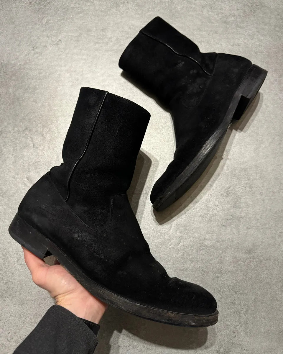 AW2008 Dolce & Gabbana Black Suede Leather Ankle Biker Boots yDovISe 0