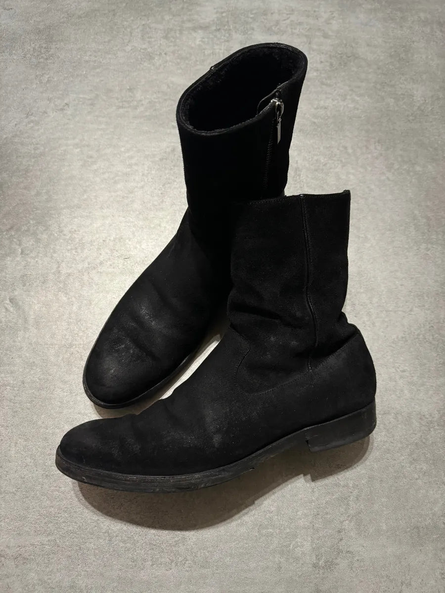 AW2008 Dolce & Gabbana Black Suede Leather Ankle Biker Boots yDovISe 1