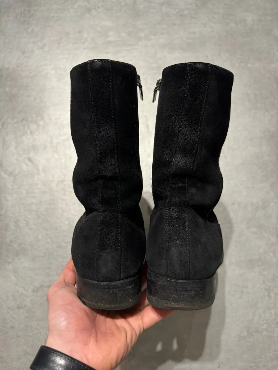 AW2008 Dolce & Gabbana Black Suede Leather Ankle Biker Boots yDovISe 2