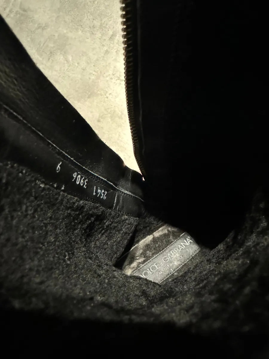 AW2008 Dolce & Gabbana Black Suede Leather Ankle Biker Boots yDovISe 3