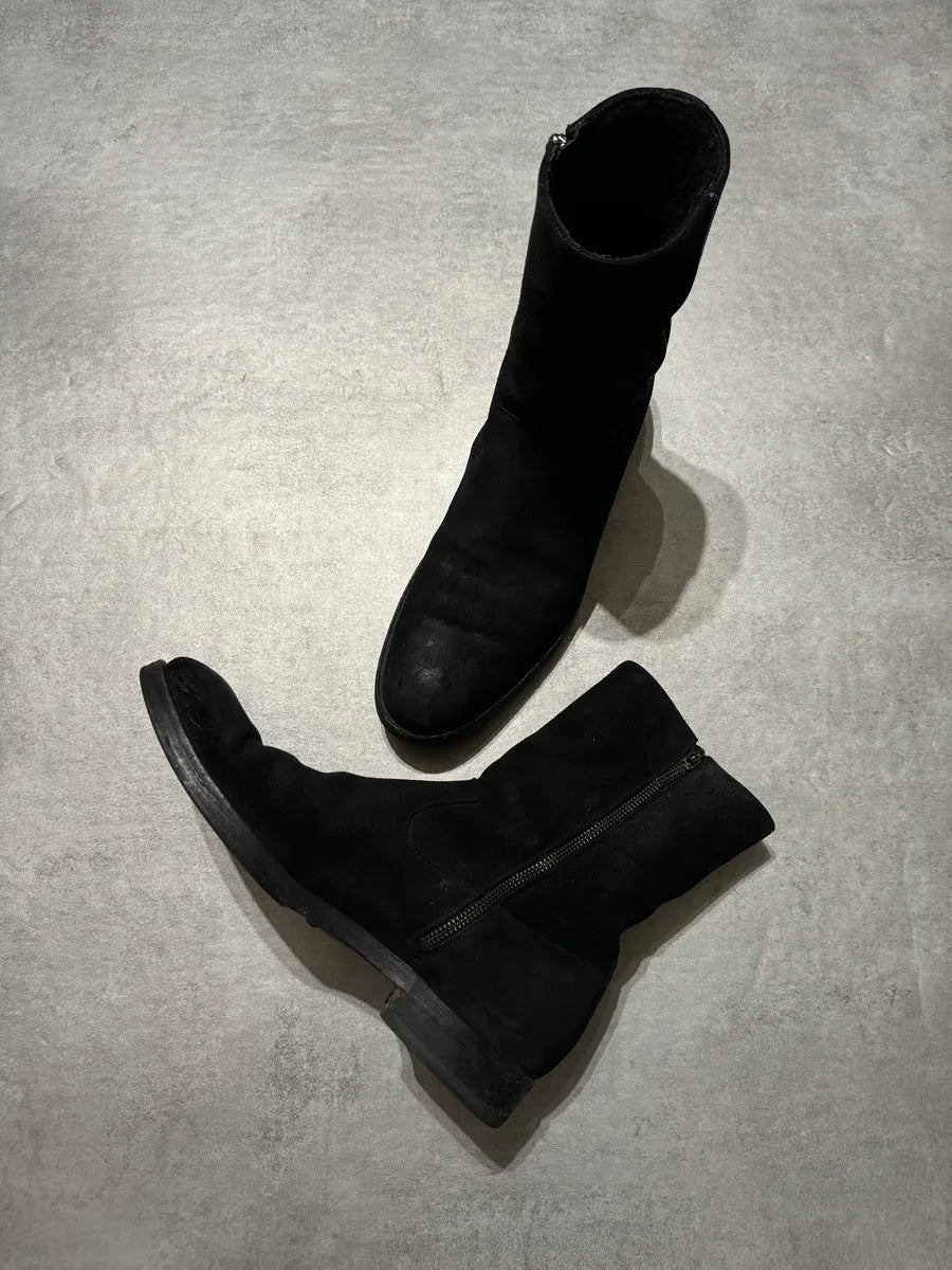 AW2008 Dolce & Gabbana Black Suede Leather Ankle Biker Boots yDovISe 5
