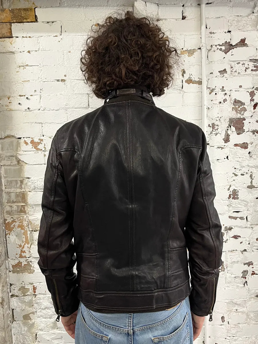 AW2008 Dolce & Gabbana Brown Leather Biker Jacket pjaCcJV 2