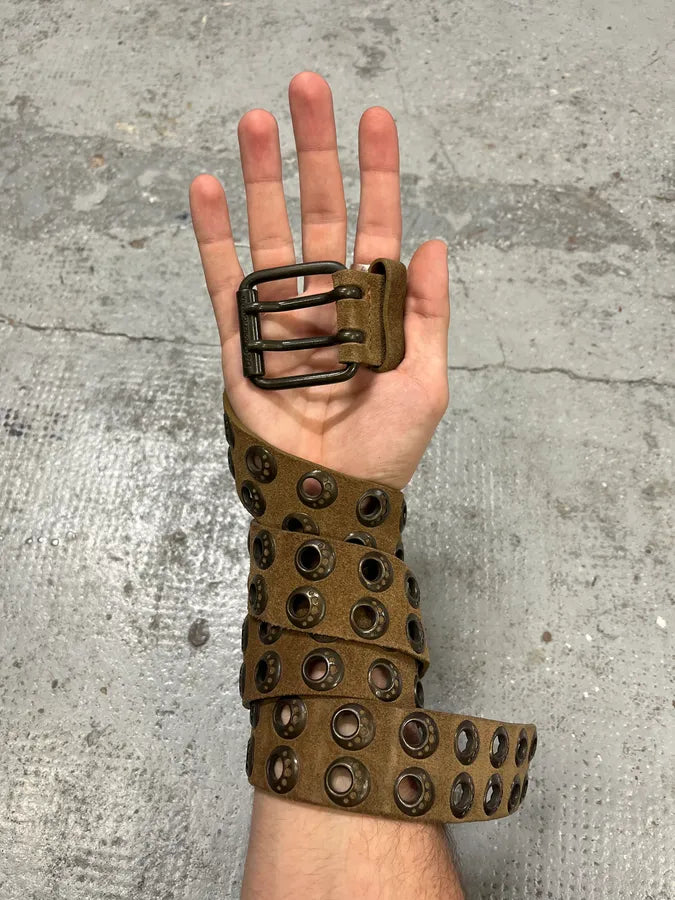 AW2008 Dolce & Gabbana Brown Suede Leather Eyled Belt ahXxVsY 0