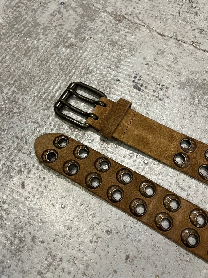 AW2008 Dolce & Gabbana Brown Suede Leather Eyled Belt ahXxVsY 4