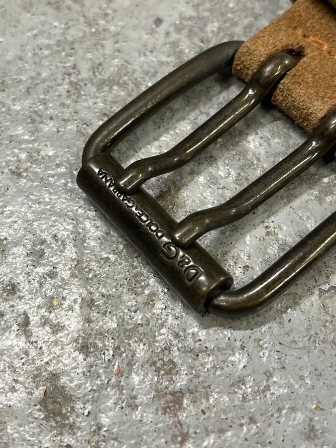 AW2008 Dolce & Gabbana Brown Suede Leather Eyled Belt ahXxVsY 5