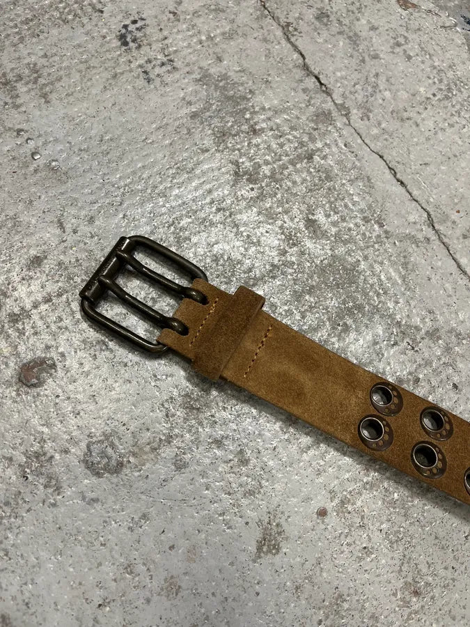 AW2008 Dolce & Gabbana Brown Suede Leather Eyled Belt ahXxVsY 6