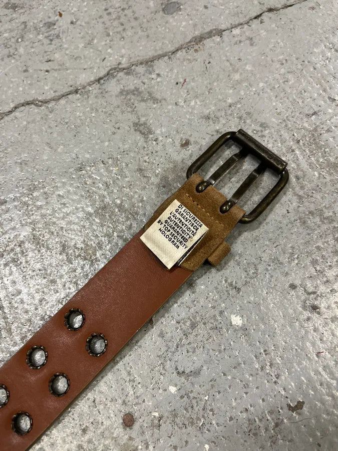 AW2008 Dolce & Gabbana Brown Suede Leather Eyled Belt ahXxVsY 7