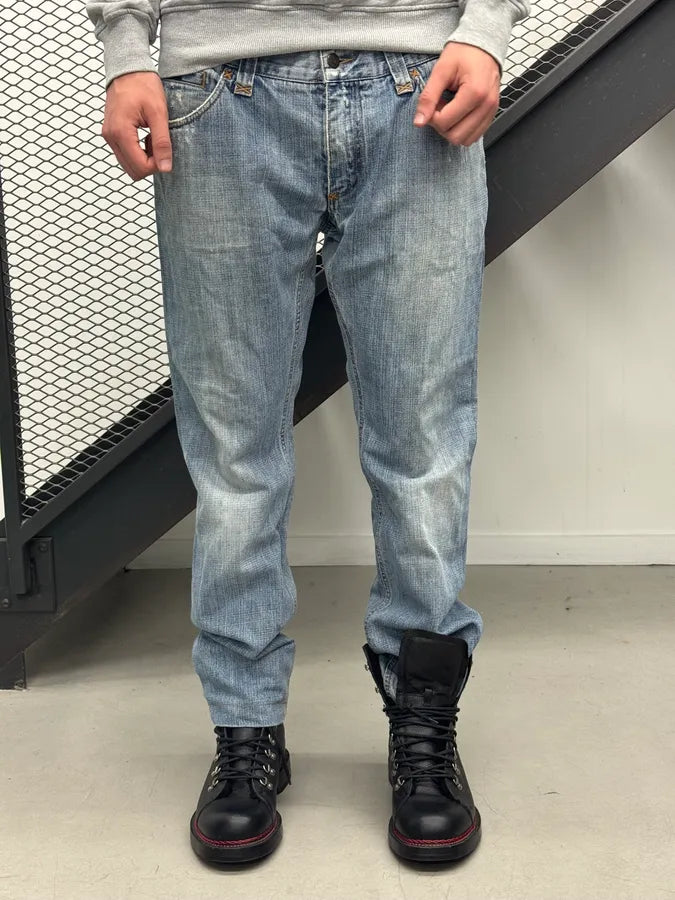 AW2008 Dolce & Gabbana Contrast Back Pocket Light Blue Denim Jeans lgoVKXc 1